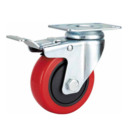 Mid duty Red PU Plate W/brakecaster