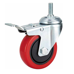 Mid duty Red PU Screw W/brakecaster