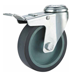 Mid duty Plain bearing TPR Bolt hole brake caster