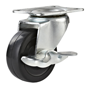 Black Rubber Plate W/side brake caster